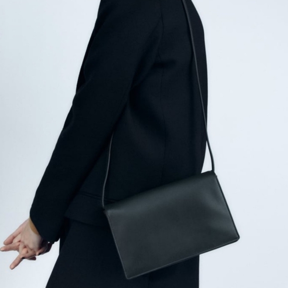 ZARA MINIMALIST LEATHER CROSSBODY BAG DARK GREEN - Picture 1 of 6